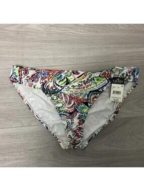LAUREN RALPH LAUREN Bikini Bottom Paisley & Floral Print Ring Hardware Size 16